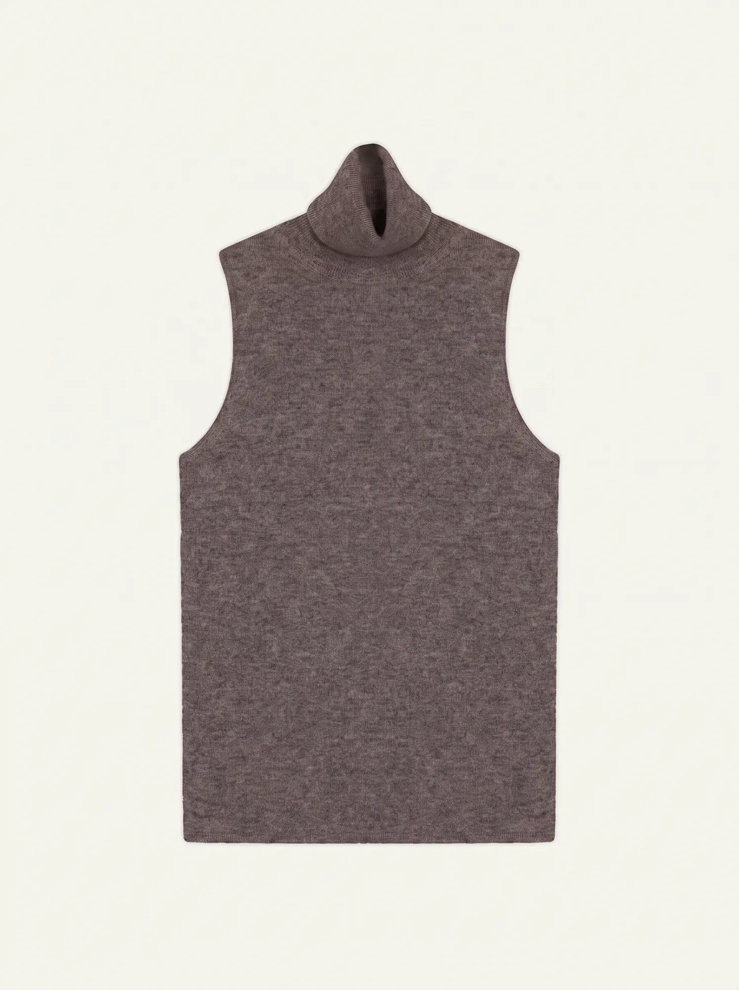 CAPUCIN Pullover Rollkragen ärmellos Taupe meliert