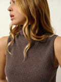 CAPUCIN Pullover Rollkragen ärmellos Taupe meliert