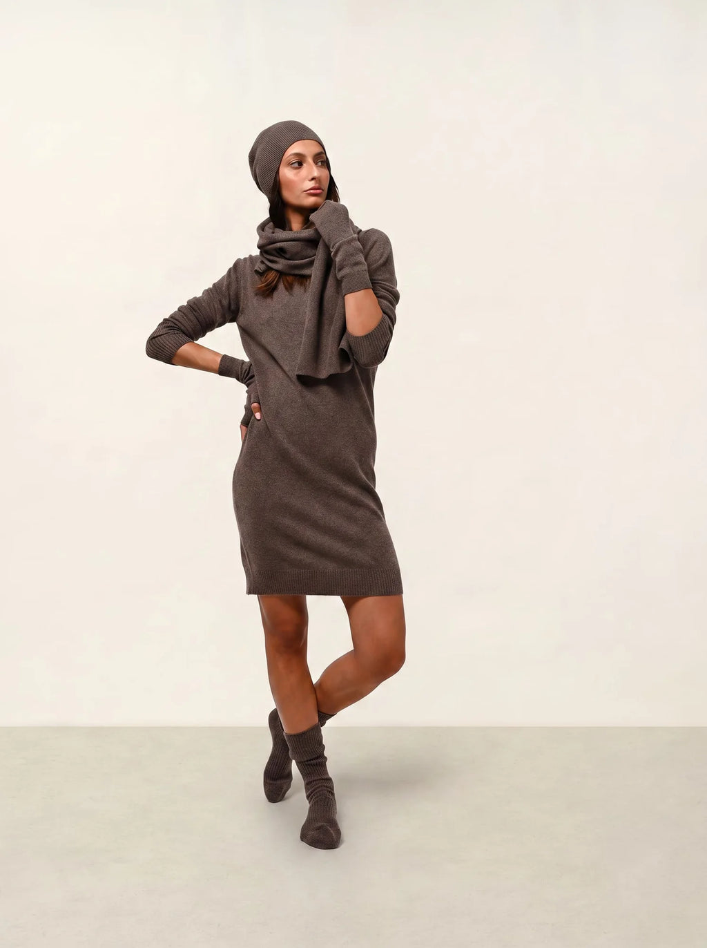 MANTI bonnet taupe chiné