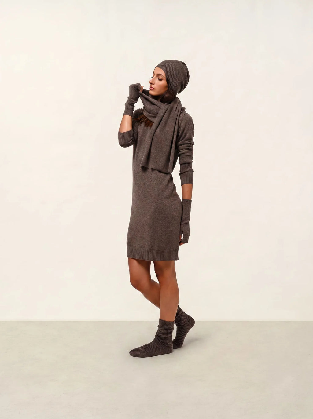 MANTI bonnet taupe chiné