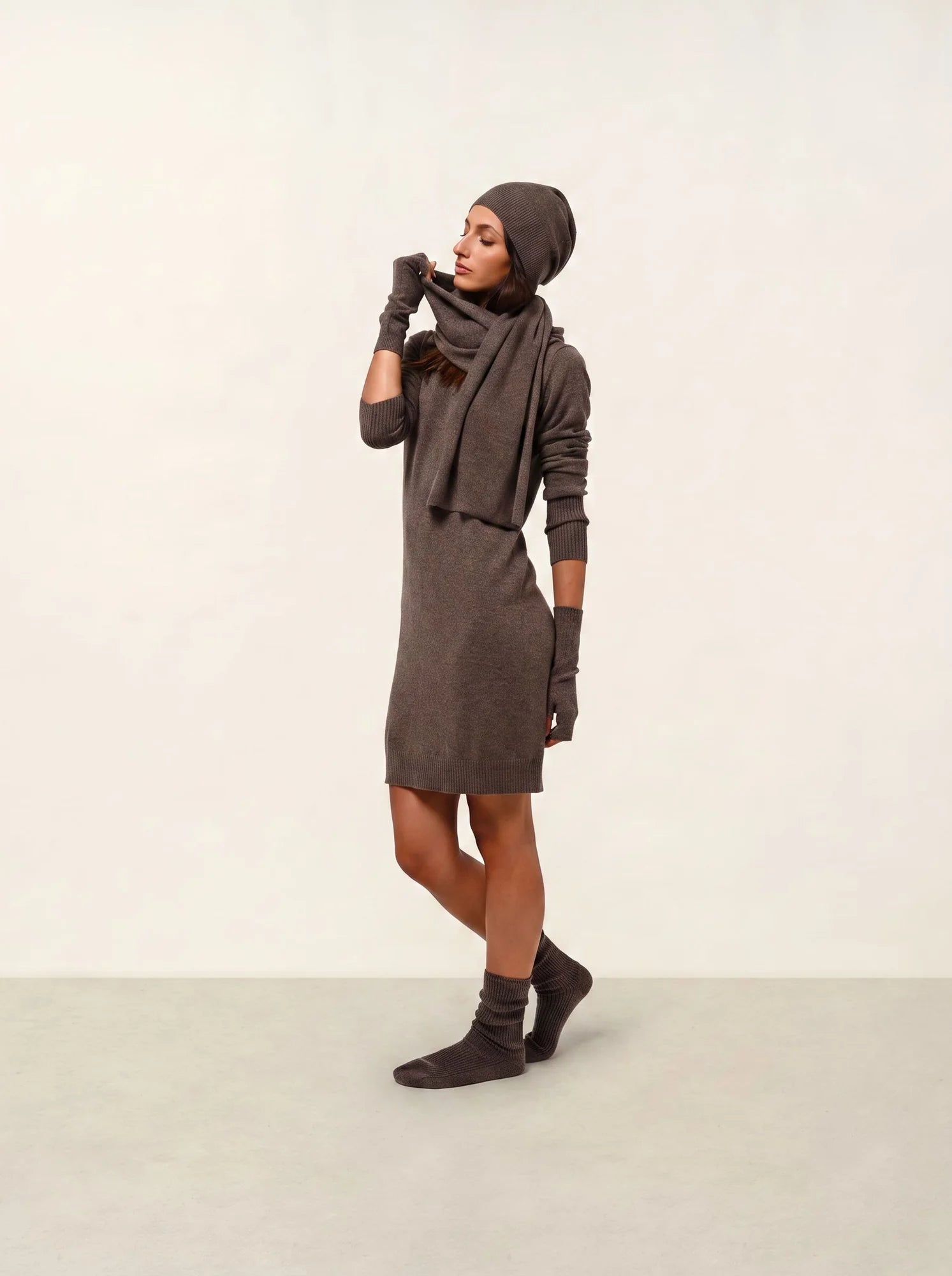 MANTI bonnet taupe chiné