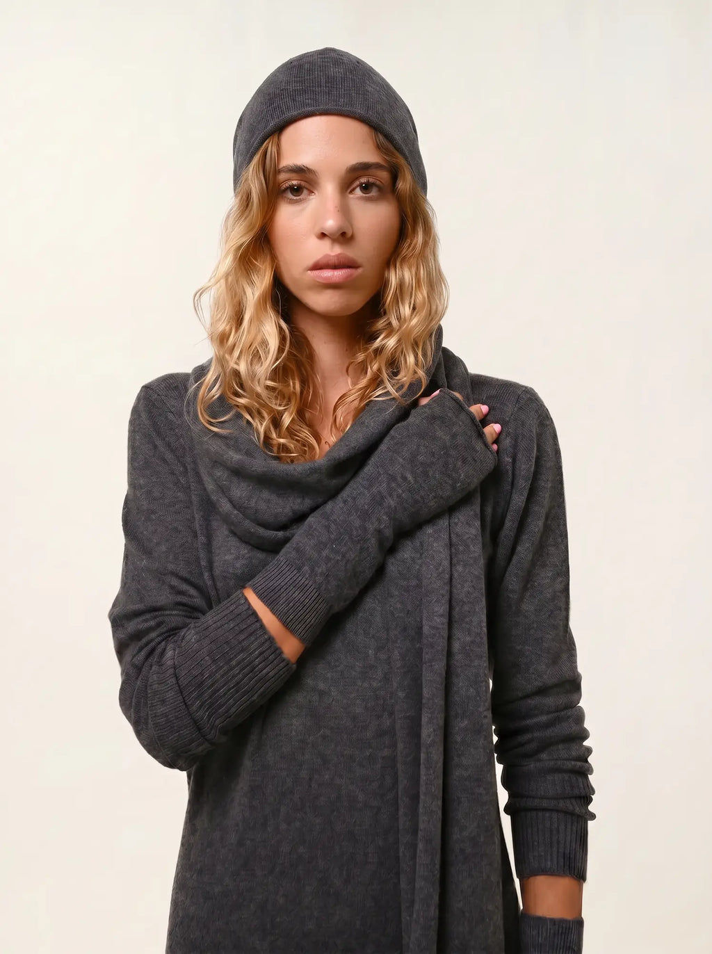 PINIER bonnet anthracite chiné