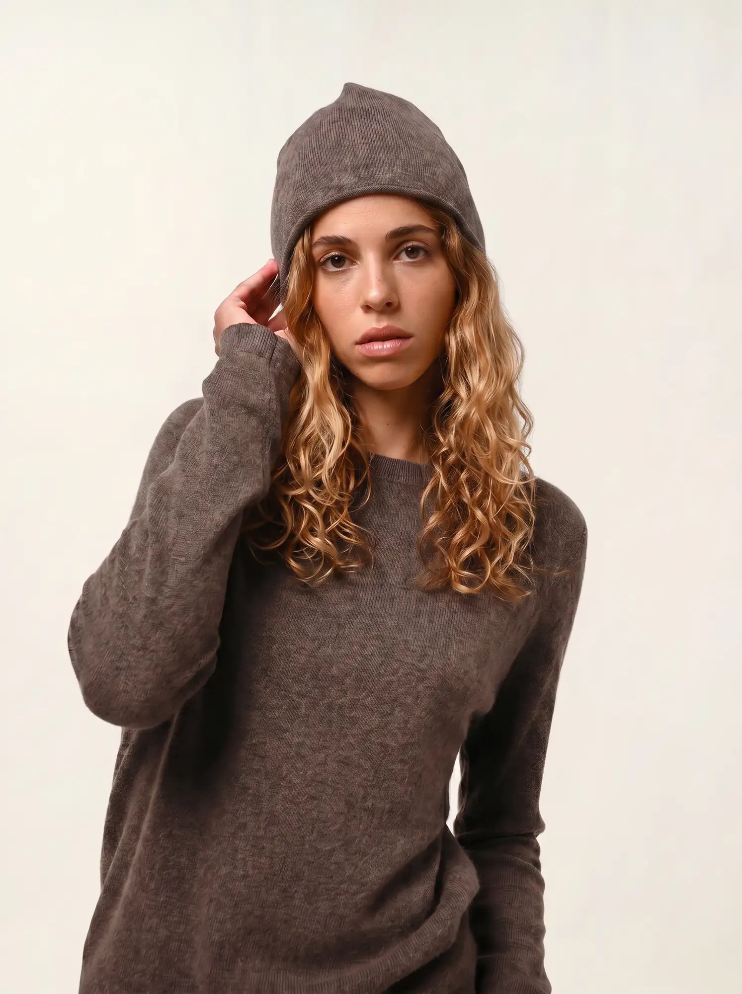 PINIER bonnet taupe chiné