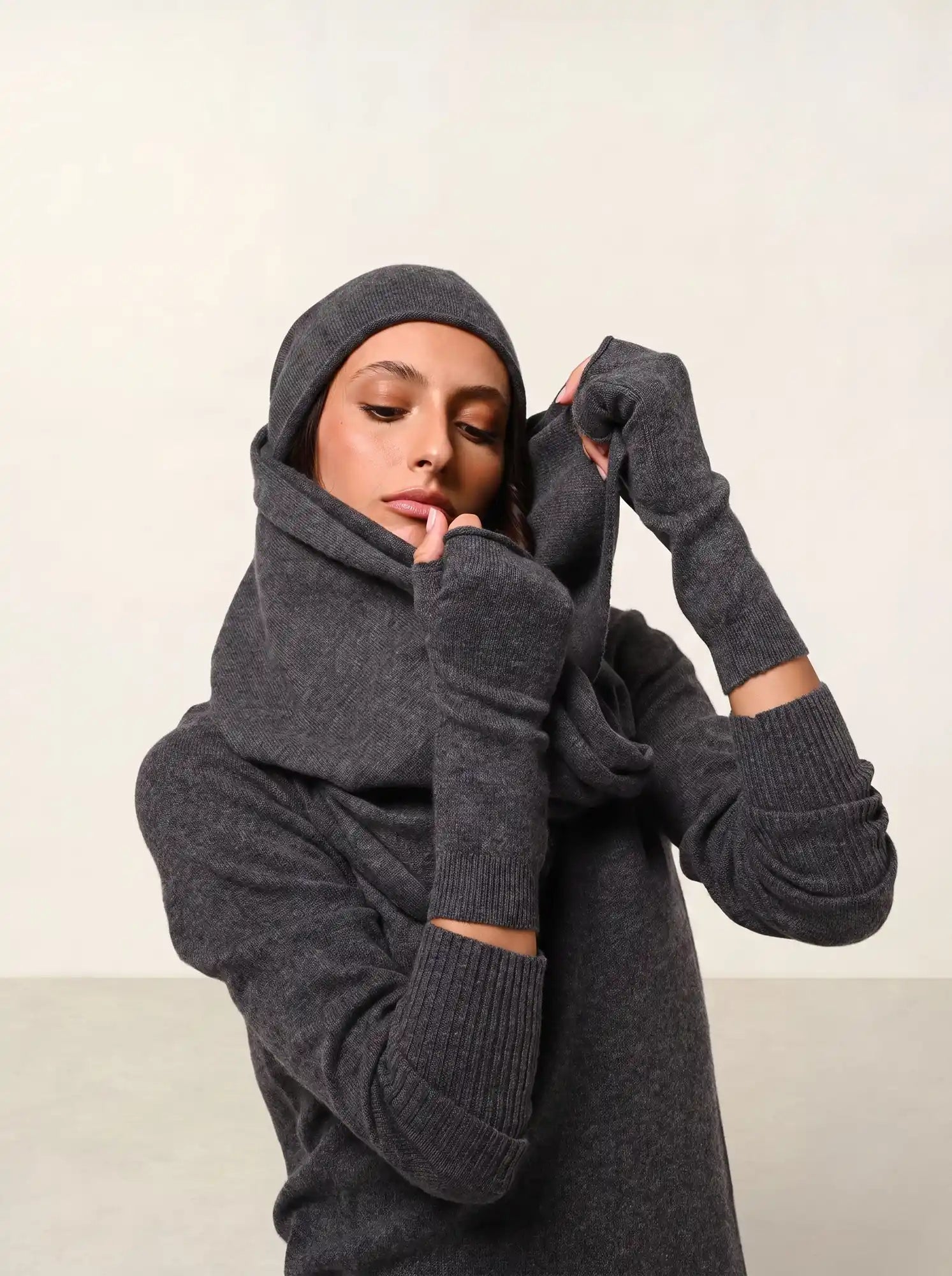 SERRE mitaines anthracite chiné