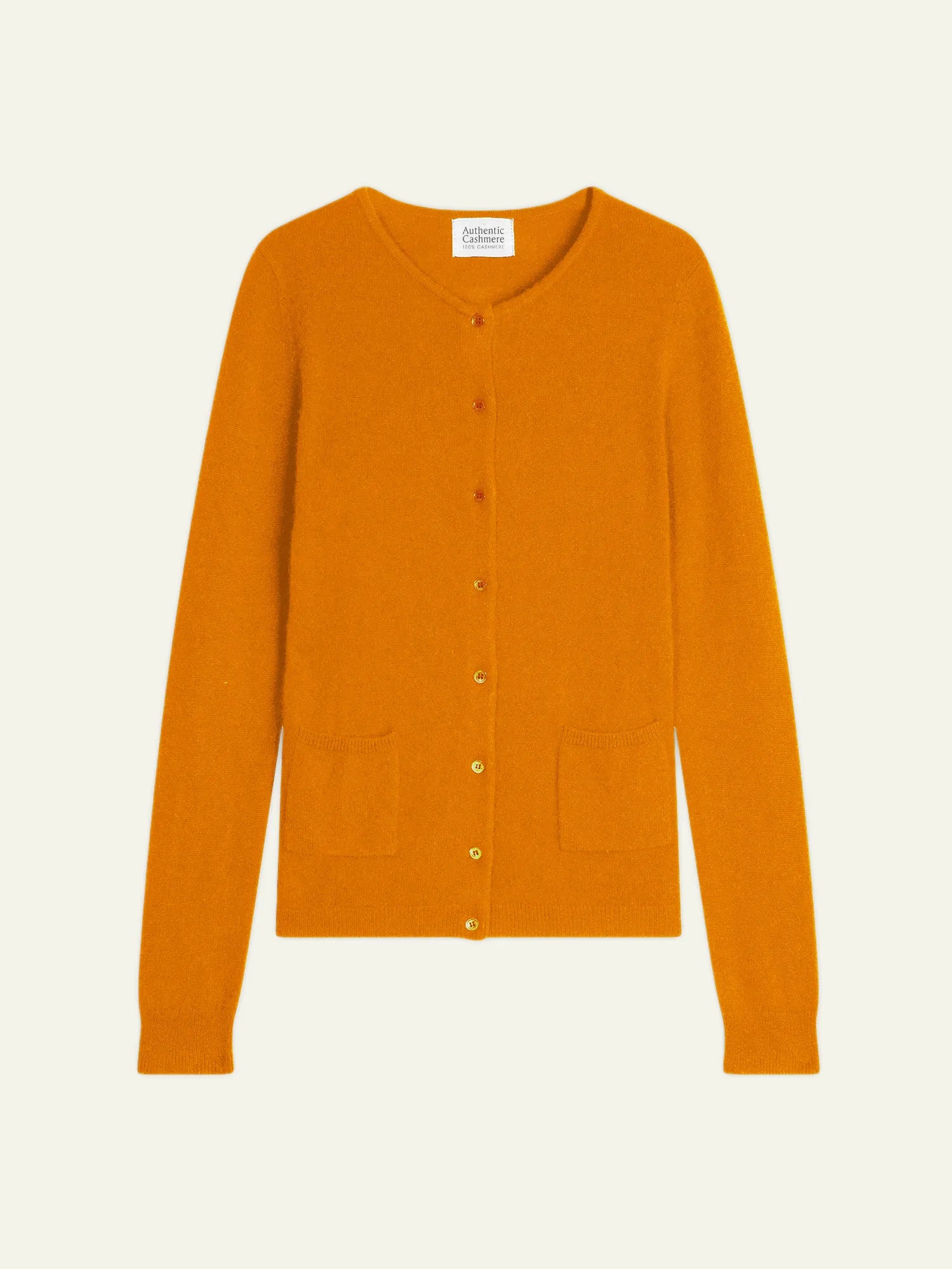 CARON Strickjacke Rundhalsausschnitt Ocker