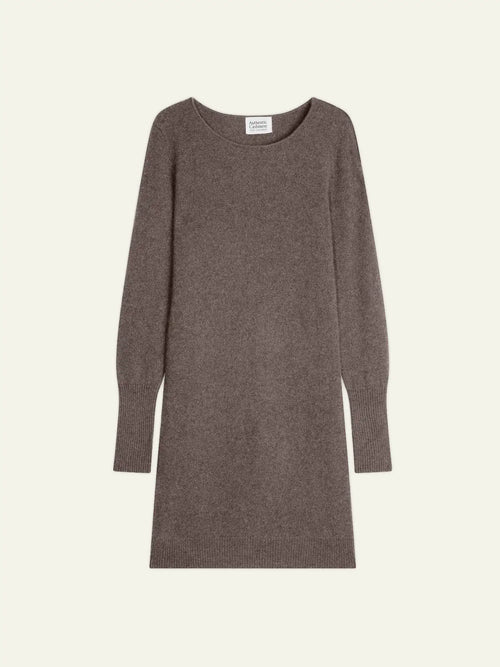 ARMET Robe Col Rond Taupe Chiné