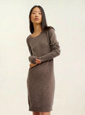 ARMET robe col rond taupe chiné