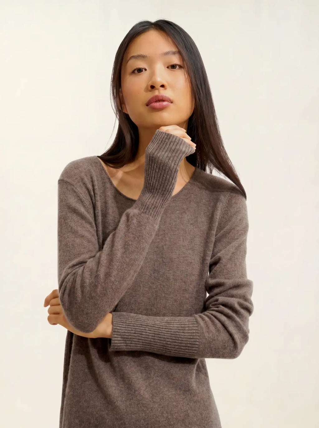 ARMET robe col rond taupe chiné