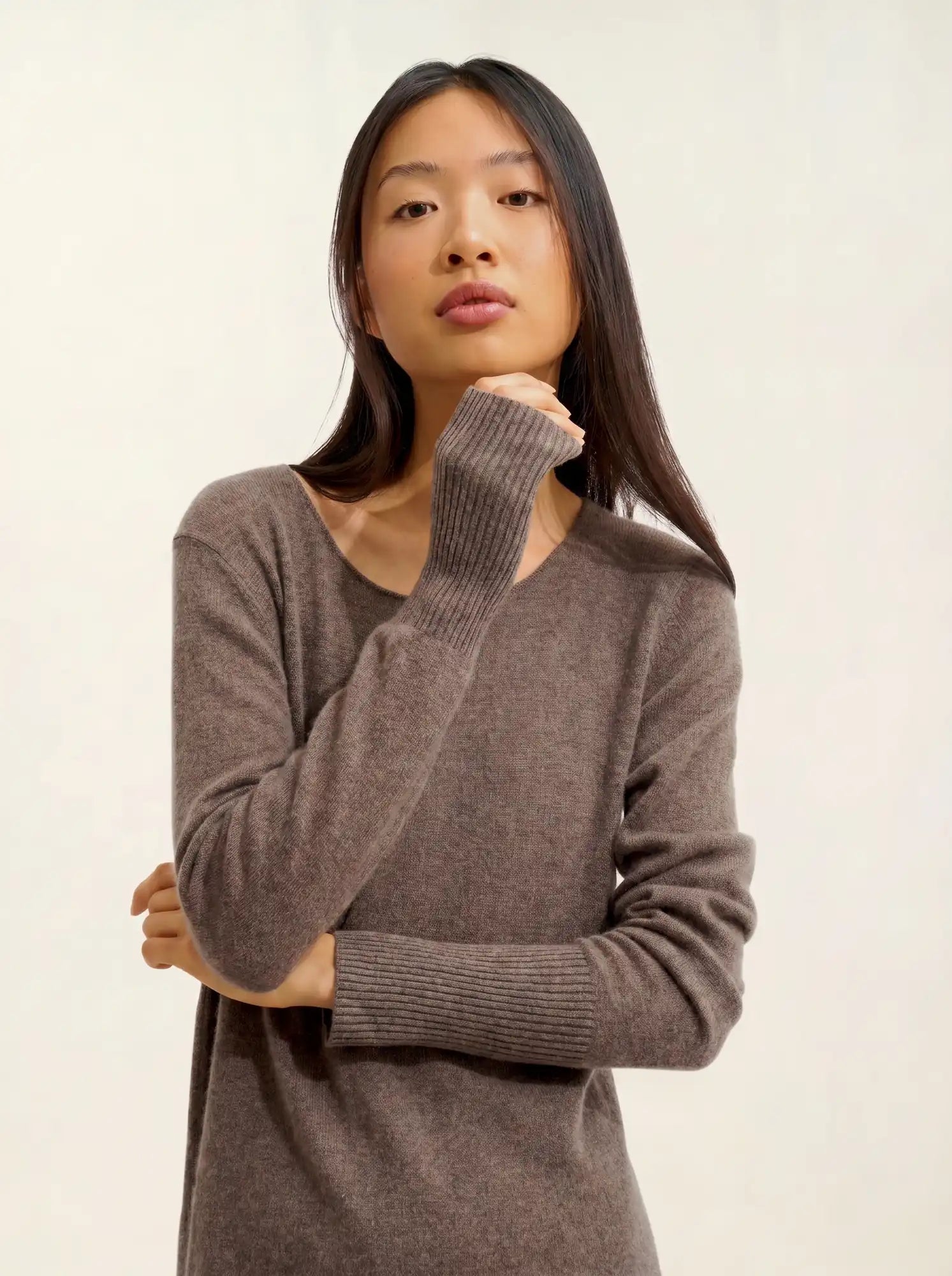 ARMET robe col rond taupe chiné