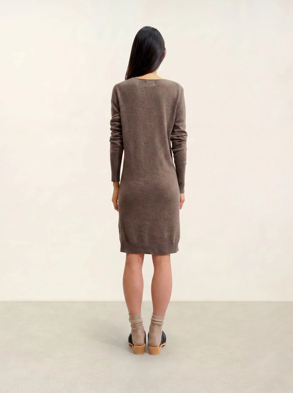 ARMET robe col rond taupe chiné