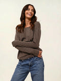 LANFON pull col rond taupe chiné