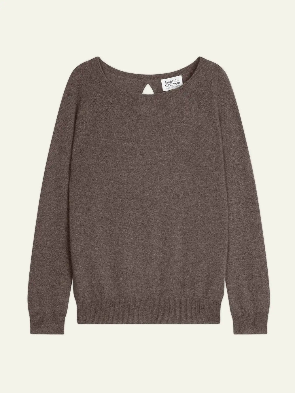 DIBONA Pullover U-Boot-Ausschnitt Tropfenausschnitt hinten Taupe meliert