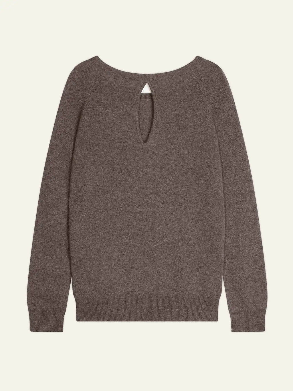 DIBONA Pullover U-Boot-Ausschnitt Tropfenausschnitt hinten Taupe meliert