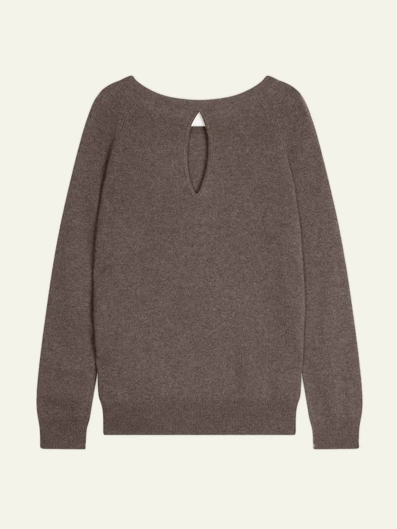 DIBONA Pullover U-Boot-Ausschnitt Tropfenausschnitt hinten Taupe meliert