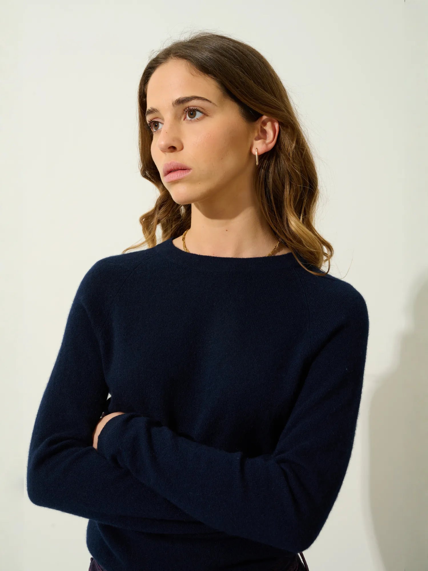 ECRIN pull col rond bleu marine