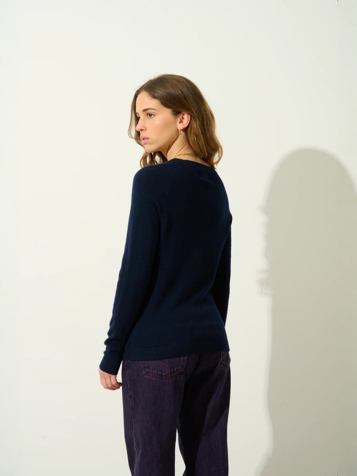 ECRIN pull col rond bleu marine