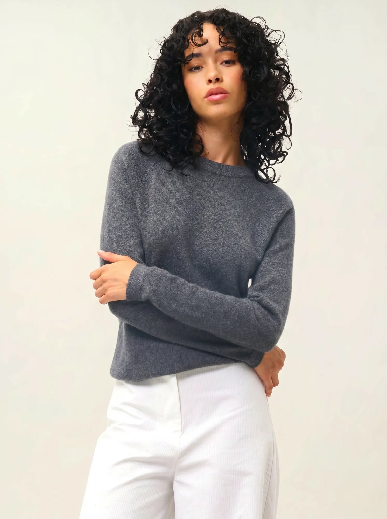 ECRIN pull col rond anthracite chiné