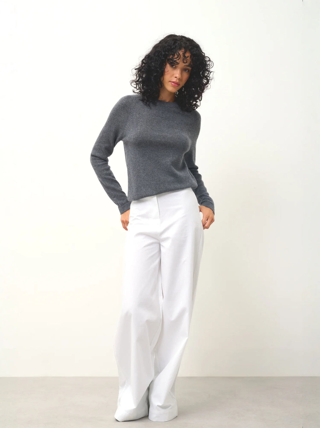 ECRIN pull col rond anthracite chiné