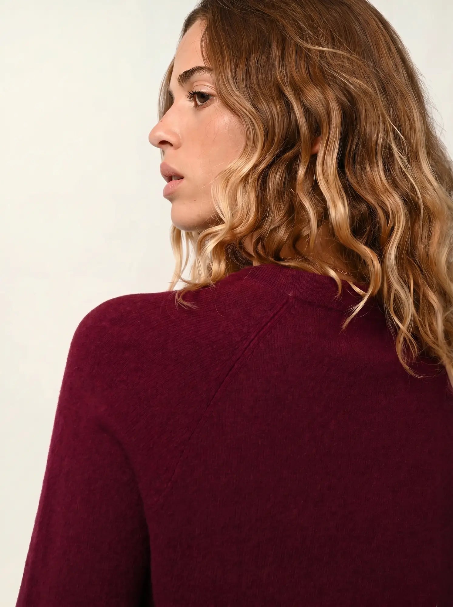 ECRIN pull col rond bordeaux