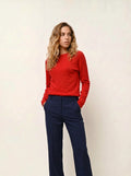 ECRIN pull col rond rouge