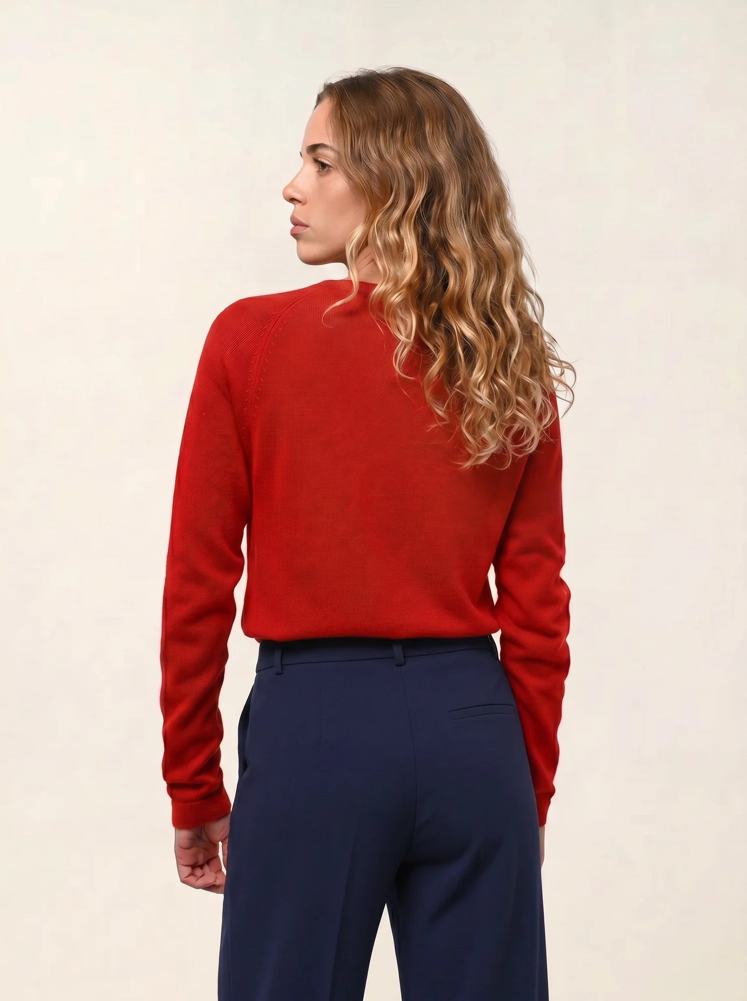ECRIN pull col rond rouge
