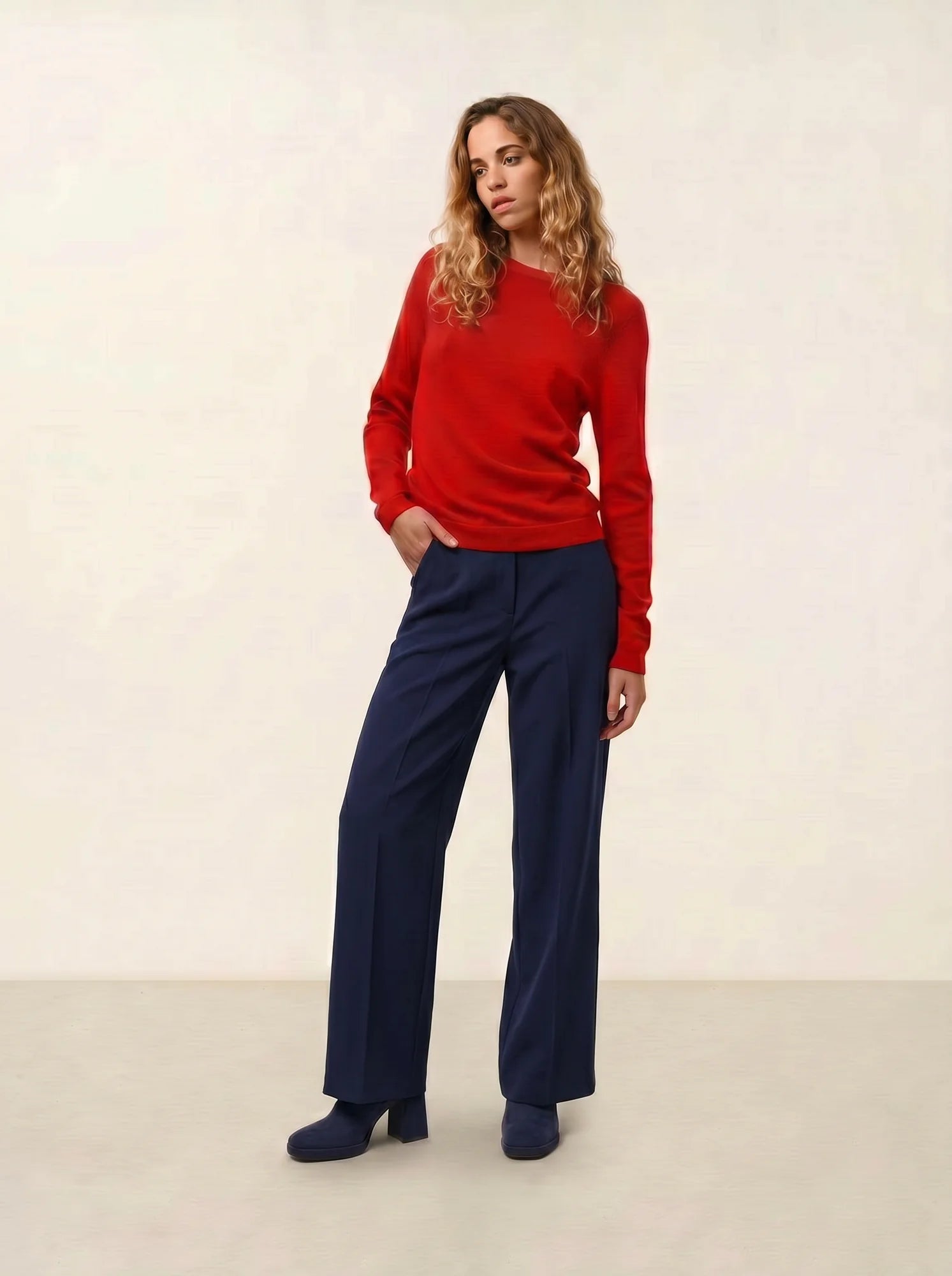 ECRIN pull col rond rouge