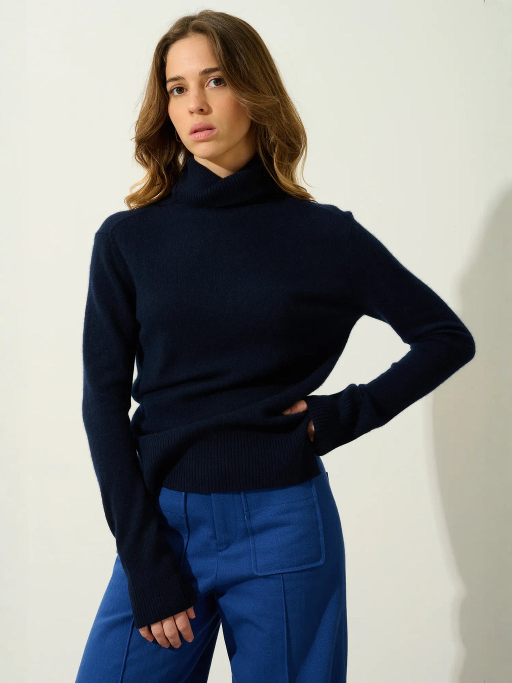 FORNET pull col roulé bleu marine
