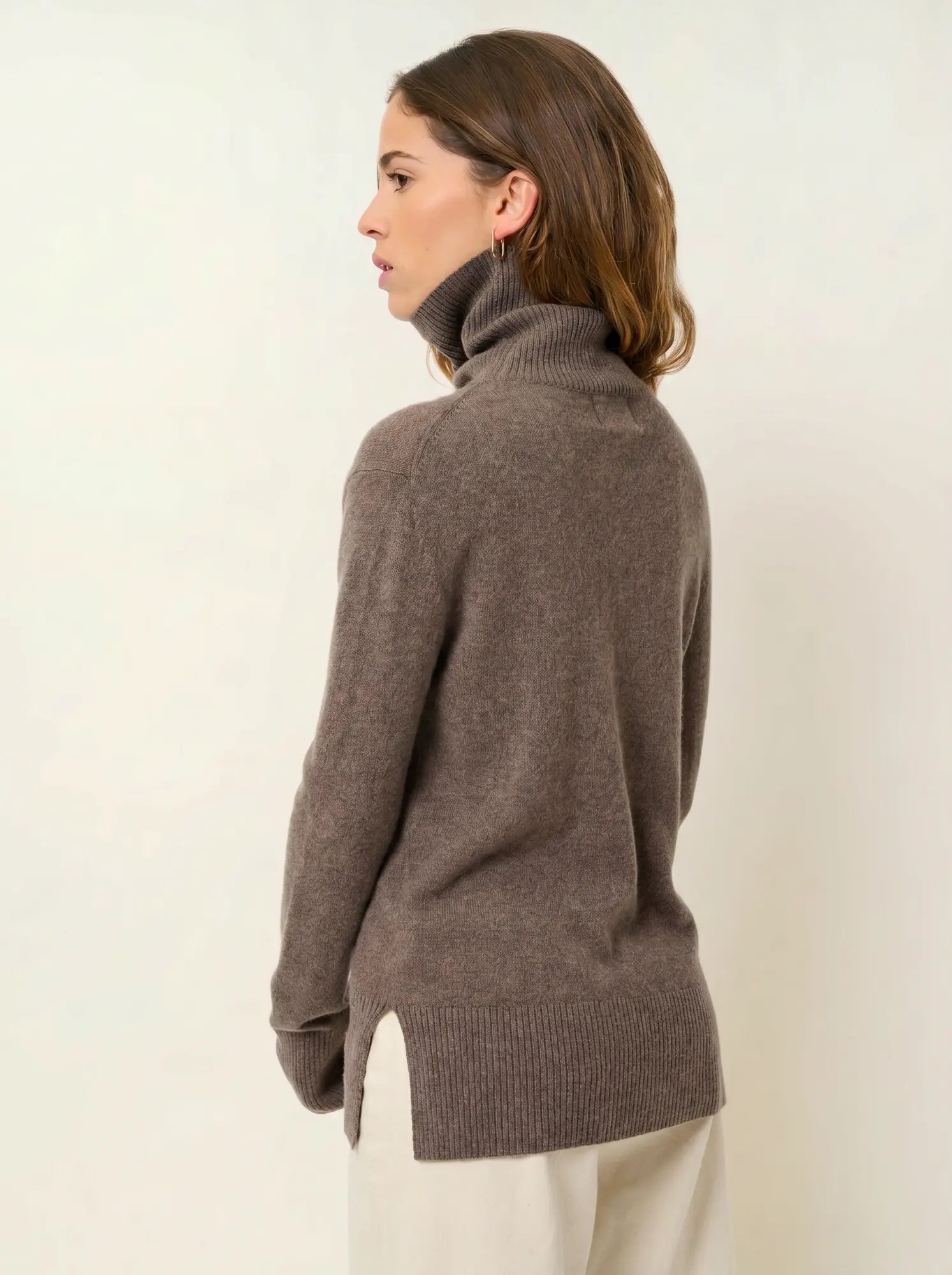 FORNET pull col roulé taupe chiné
