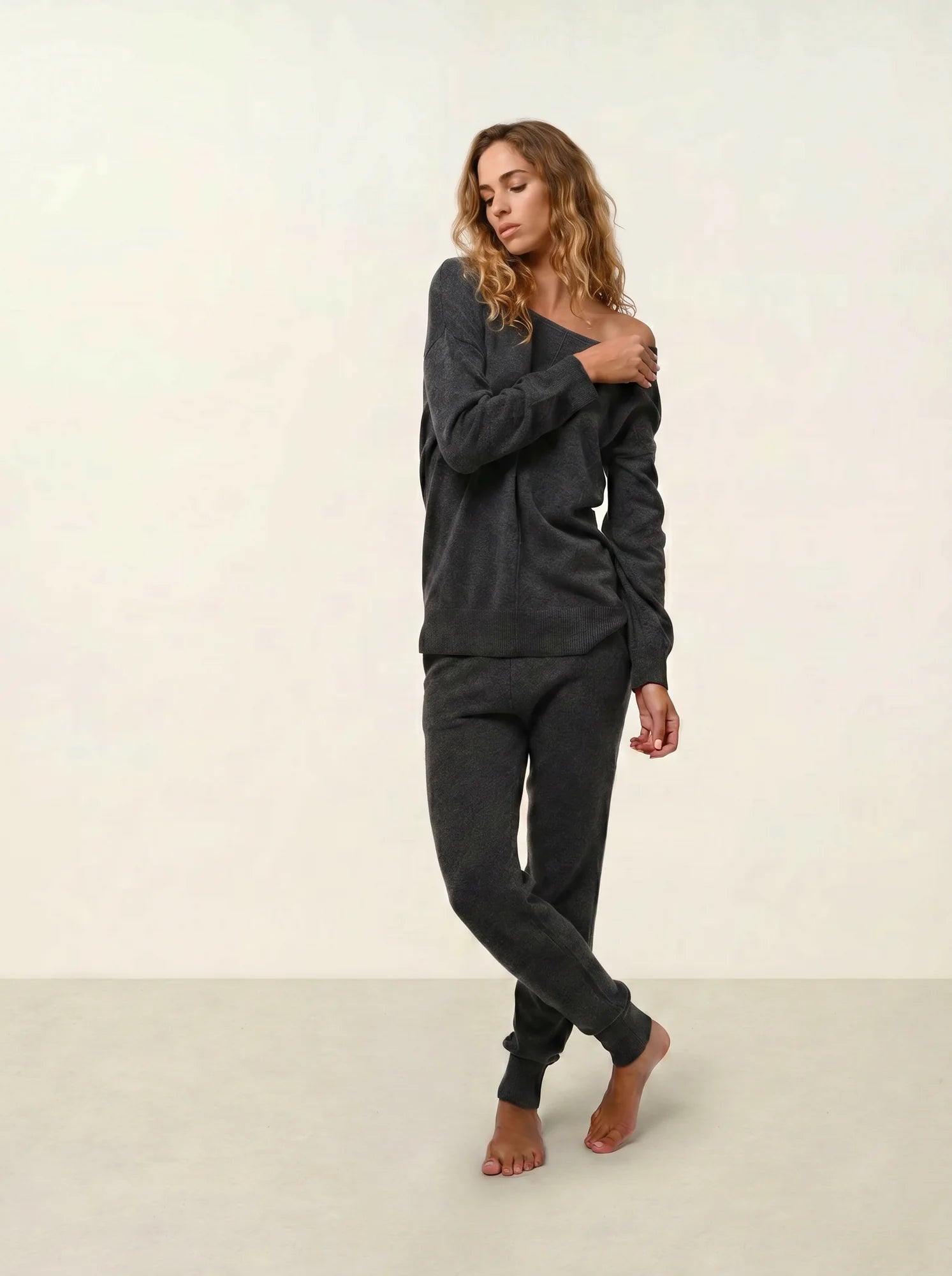 FARAUT Sweater Boat Neck Heather Charcoal