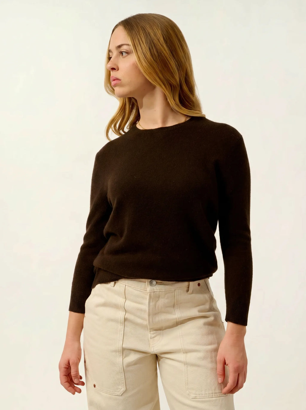 ESTARIS pull col rond boutonné dos choco