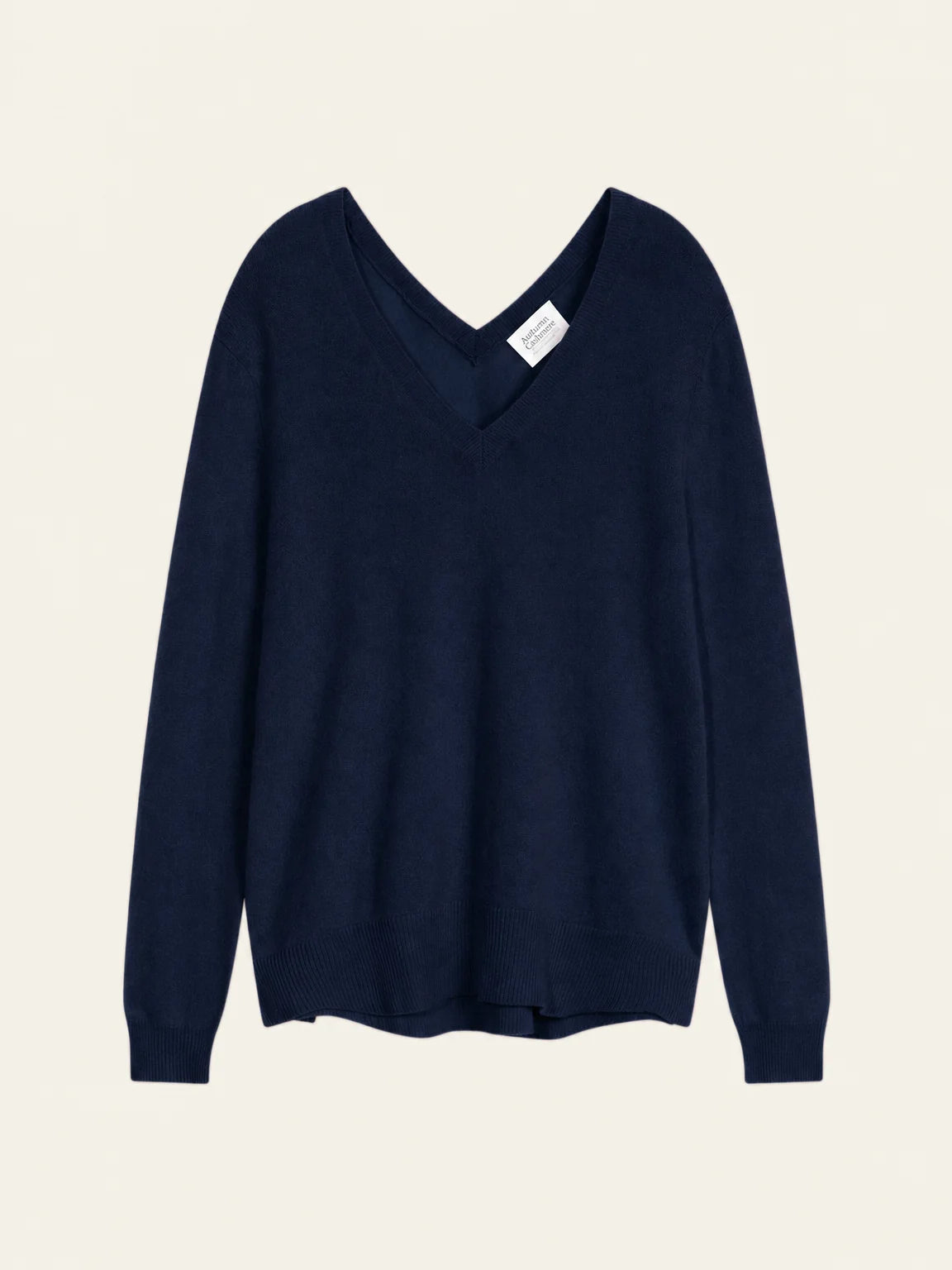 GIEGN pull col V devant et dos bleu marine