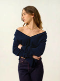 GIEGN pull col V devant et dos bleu marine