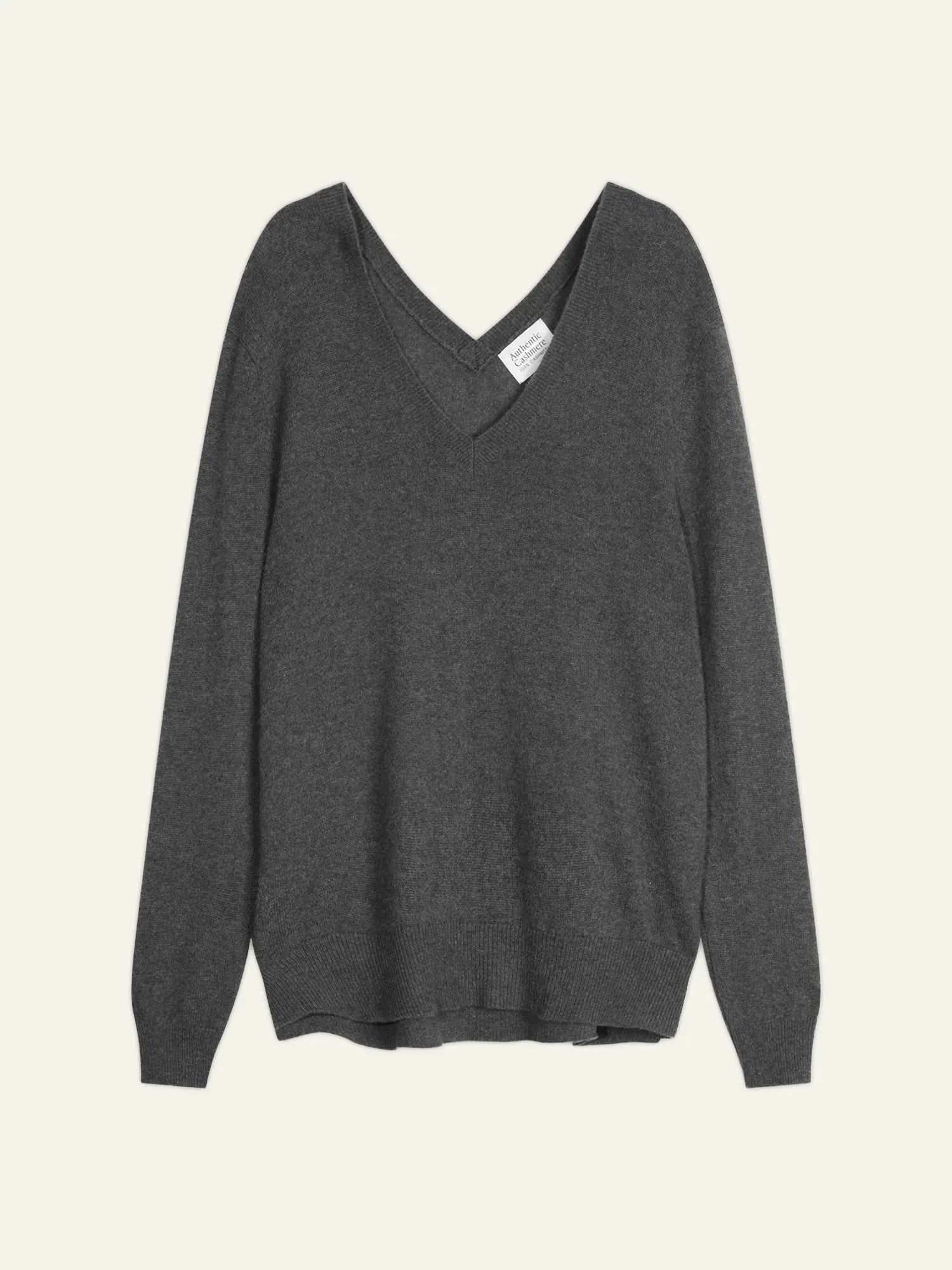 GIEGN Pullover V-Ausschnitt vorne und hinten Anthrazit meliert