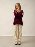GIEGN Pullover V-Ausschnitt vorne und hinten Bordeaux