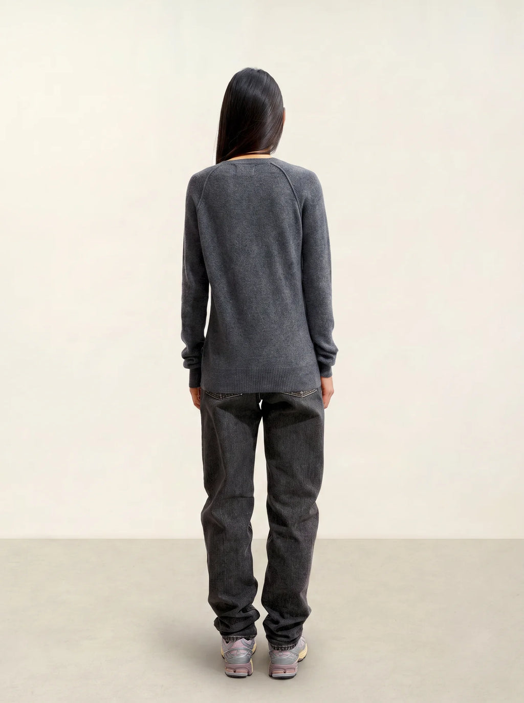 ETRET pull col rond anthracite chiné
