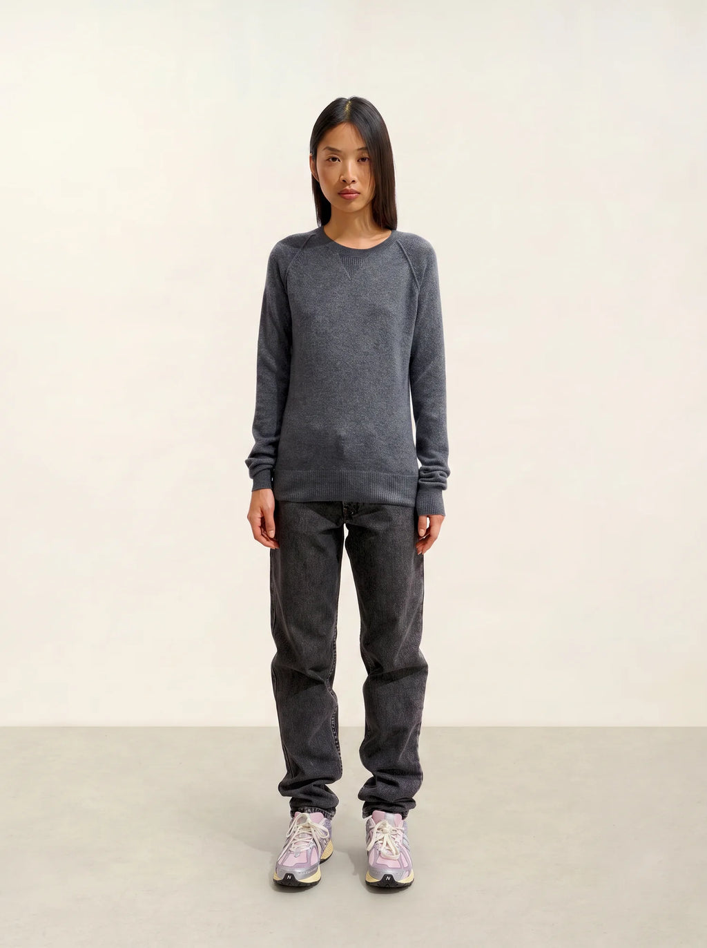 ETRET pull col rond anthracite chiné