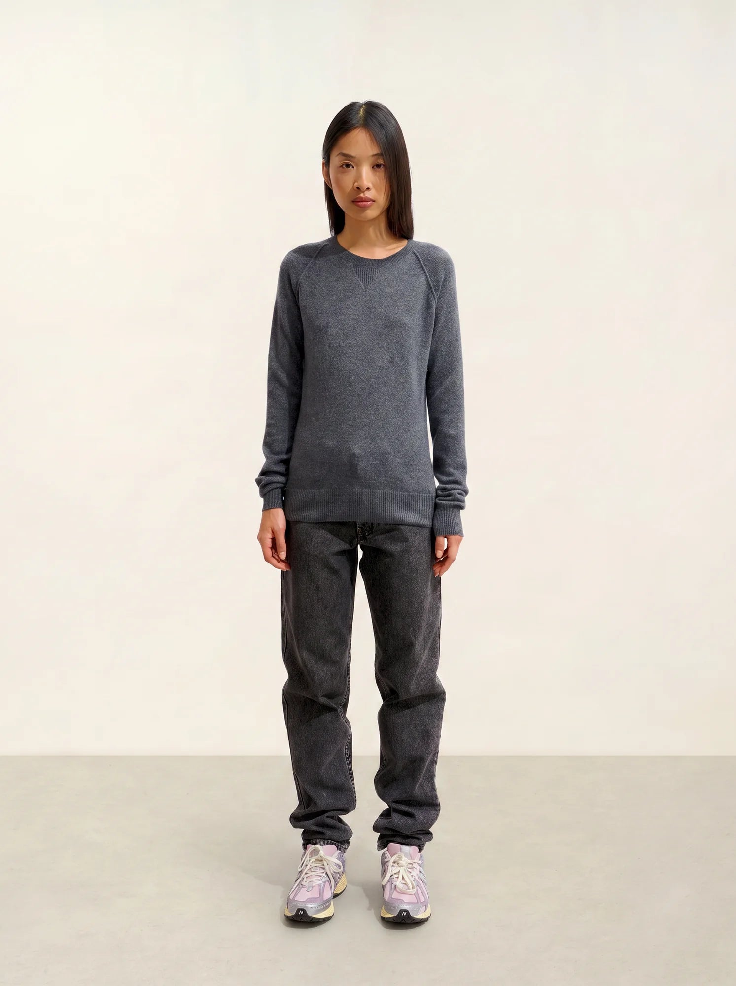 ETRET pull col rond anthracite chiné