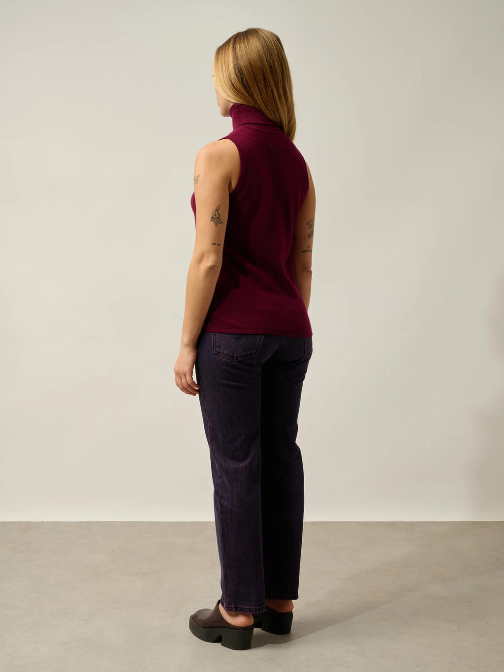 CAPUCIN pullover rollkragen ärmellos bordeaux