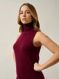 CAPUCIN pullover rollkragen ärmellos bordeaux