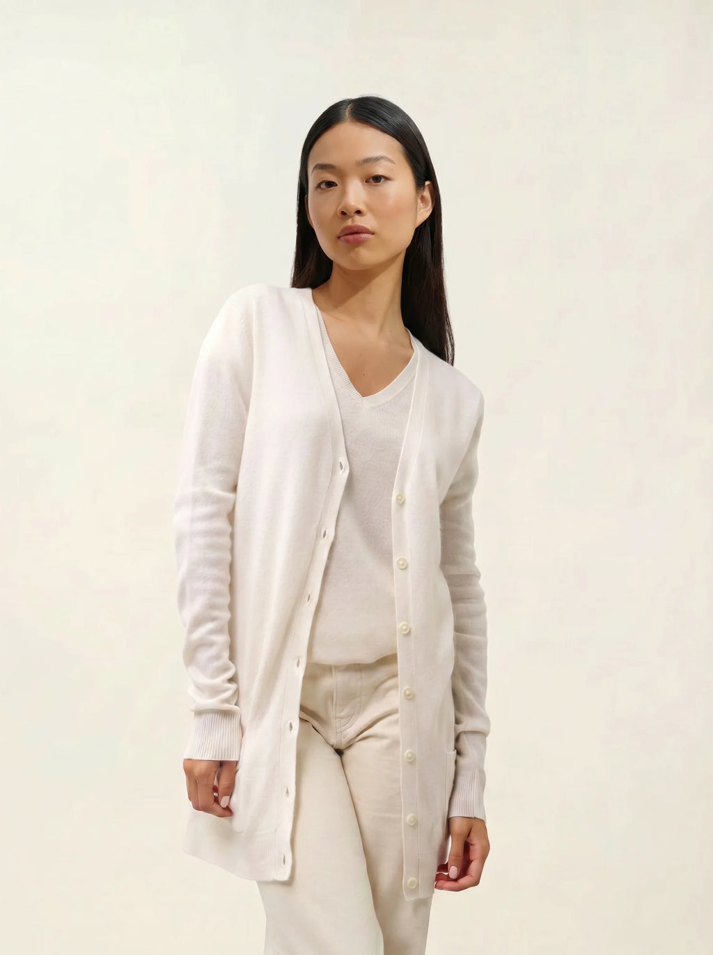 CIMET strickjacke v-ausschnitt elfenbein