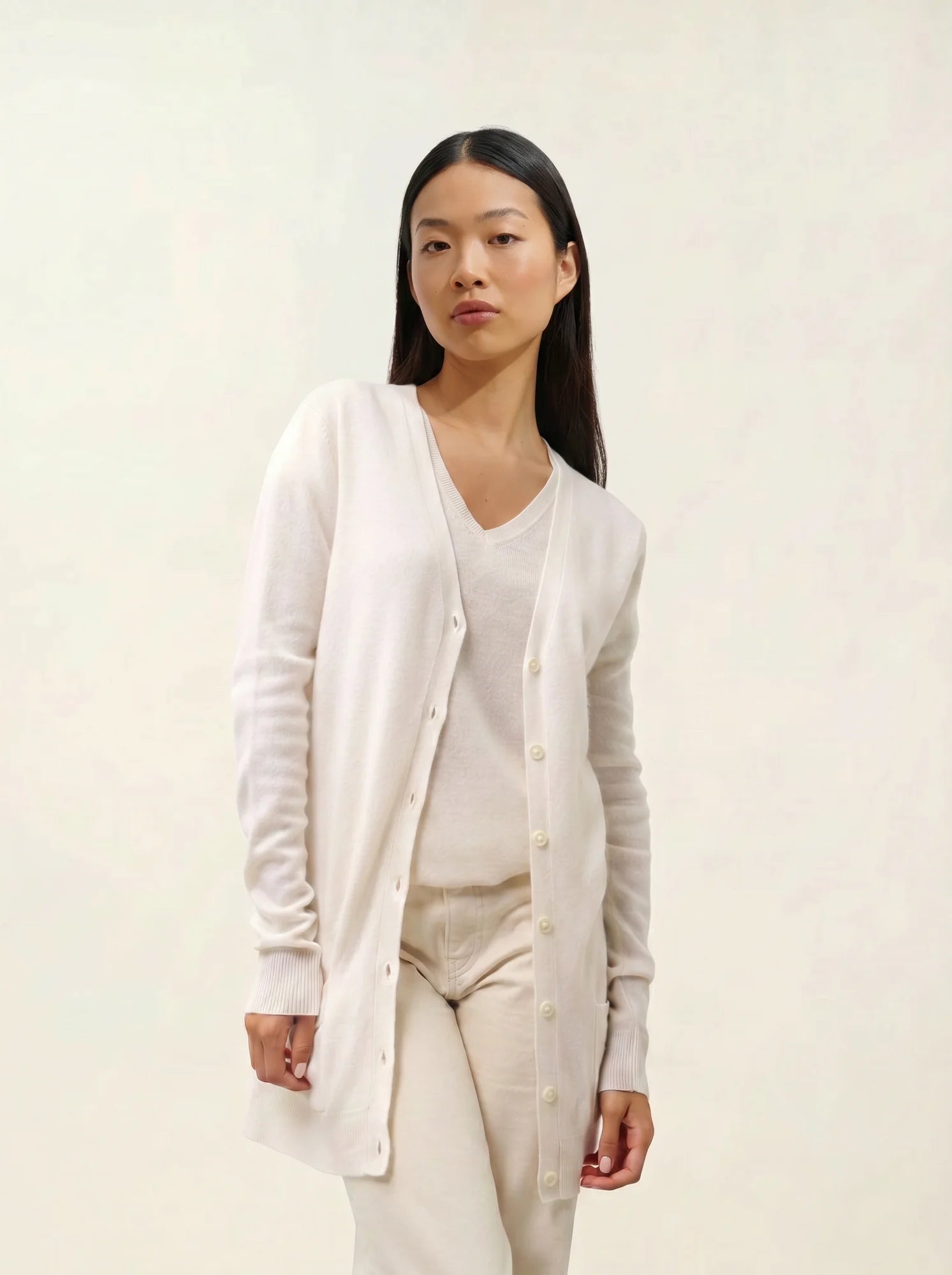 CIMET strickjacke v-ausschnitt elfenbein