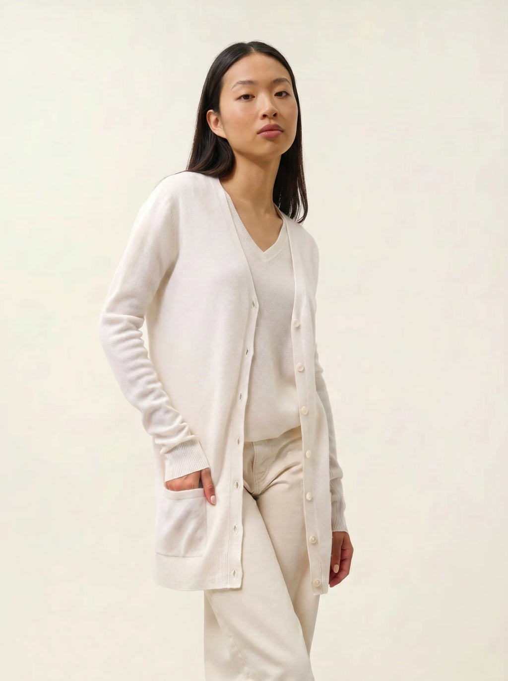 CIMET strickjacke v-ausschnitt elfenbein