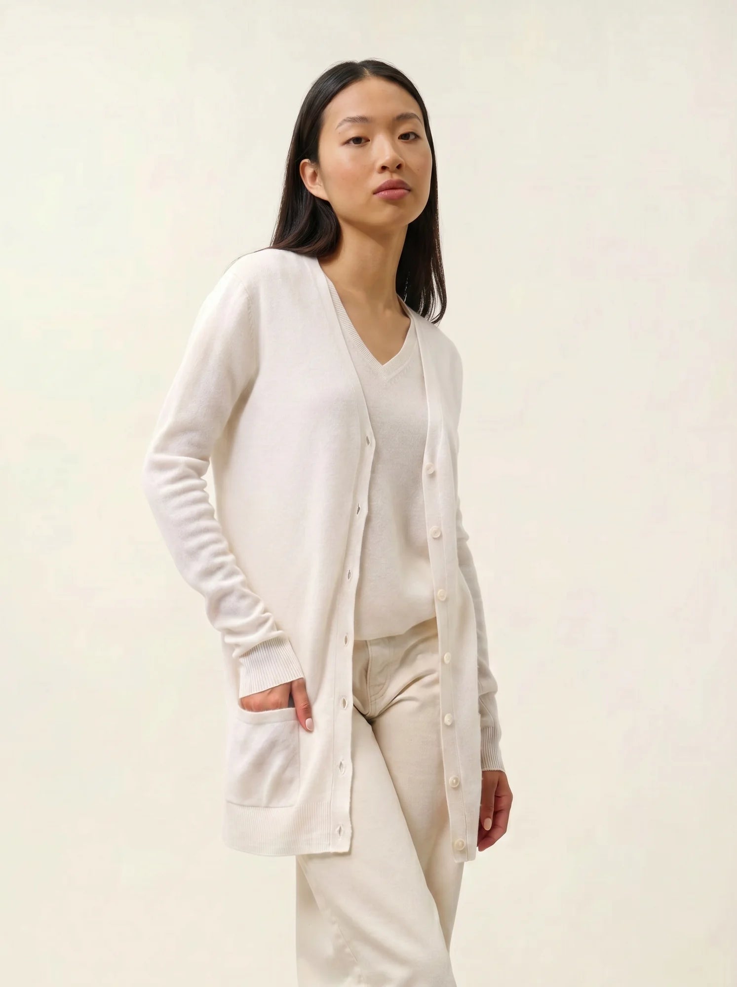 CIMET strickjacke v-ausschnitt elfenbein