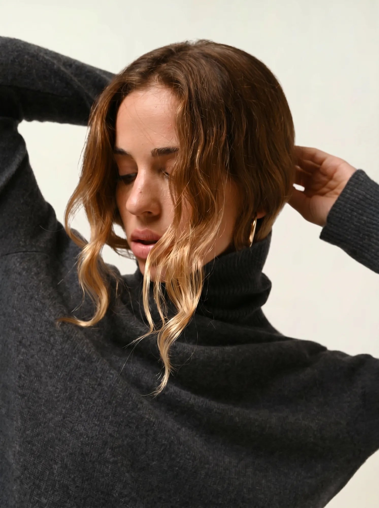 FORNET pull col roulé anthracite chiné