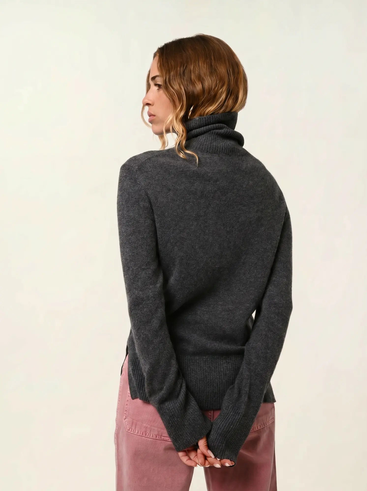 FORNET pull col roulé anthracite chiné