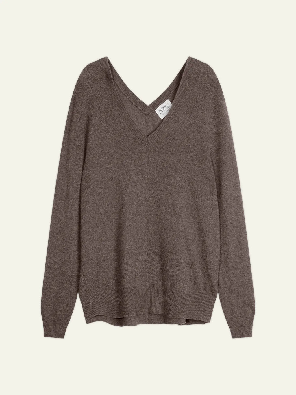 GIEGN Pullover V-Ausschnitt vorne und hinten Taupe meliert