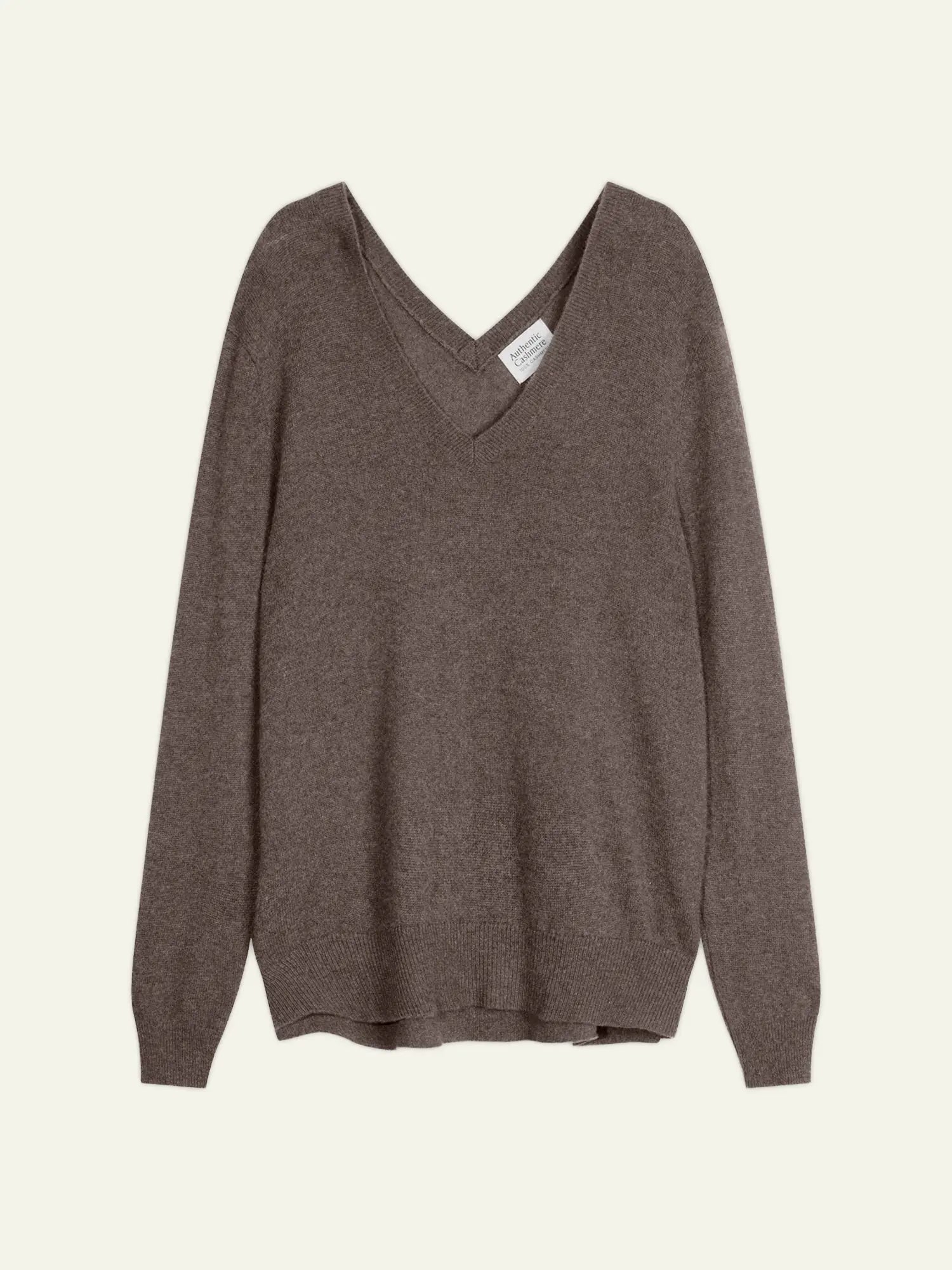 GIEGN Pullover V-Ausschnitt vorne und hinten Taupe meliert
