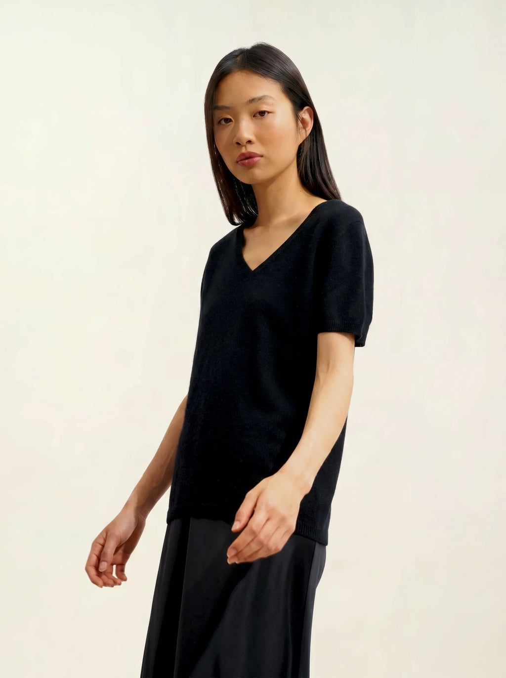 KALI t-shirt col V noir
