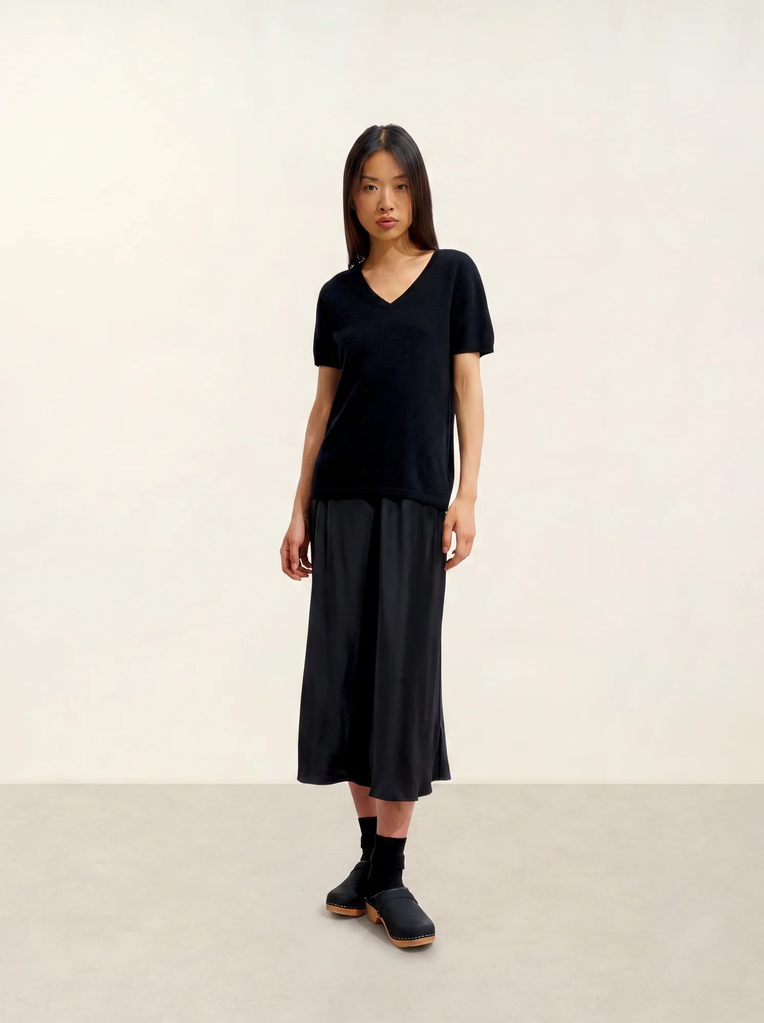 KALI t-shirt col V noir