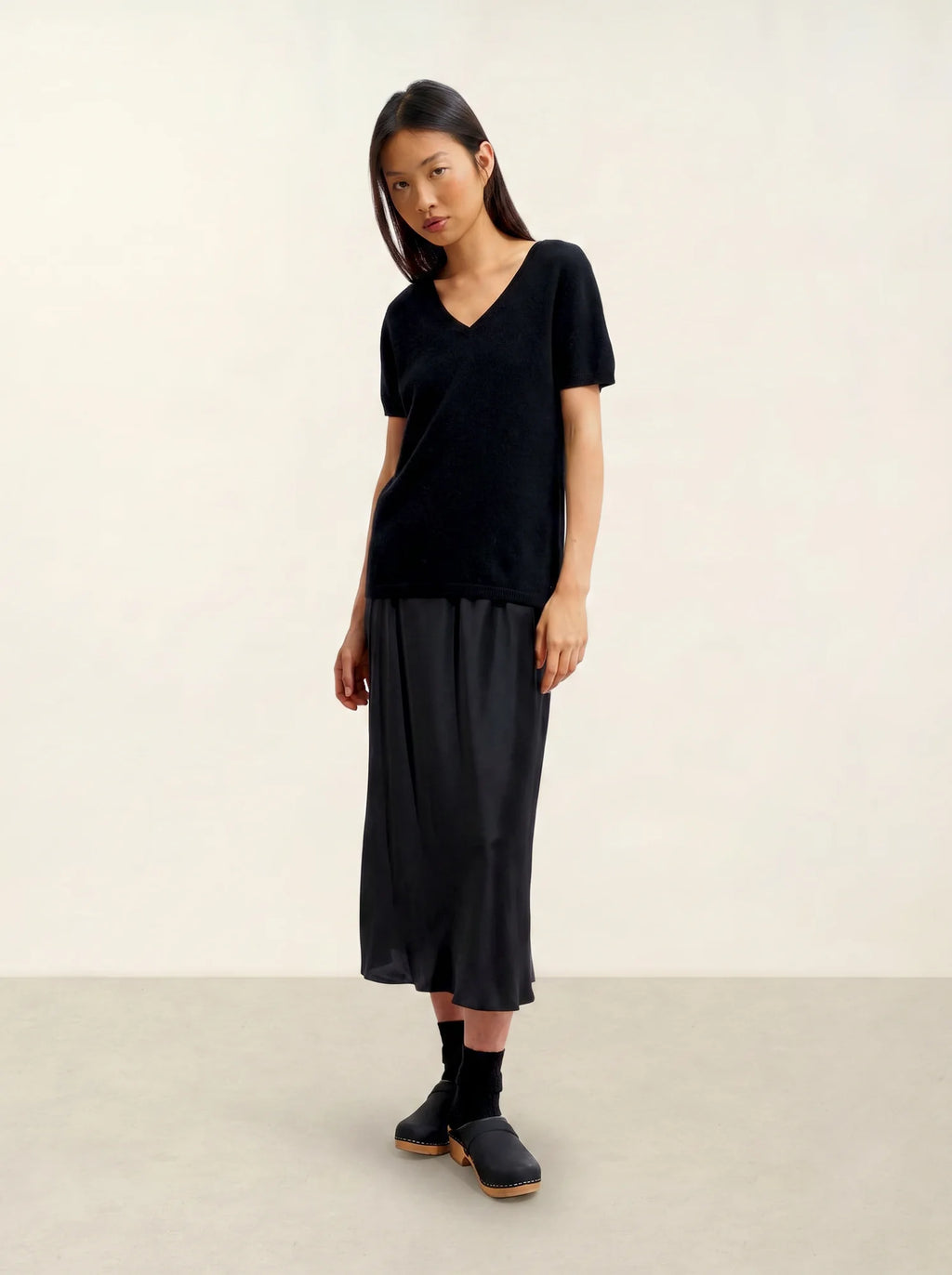 KALI t-shirt col V noir